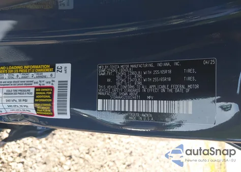 2025 Toyota Grand Highlander z USA, uszkodzony, nr VIN 5PD4A52SS024611